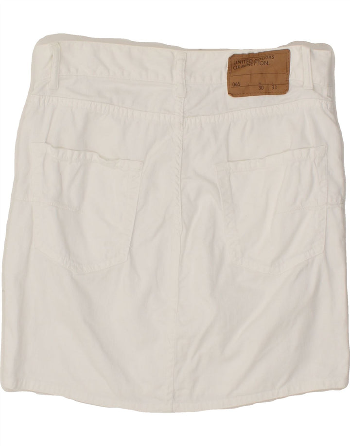 BENETTON Womens Straight Skirt W30 Medium White Cotton Vintage Benetton and Second-Hand Benetton from Messina Hembry 