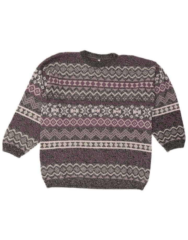 Maglione maglione girocollo da uomo vintage medio multicolore Fair Isle