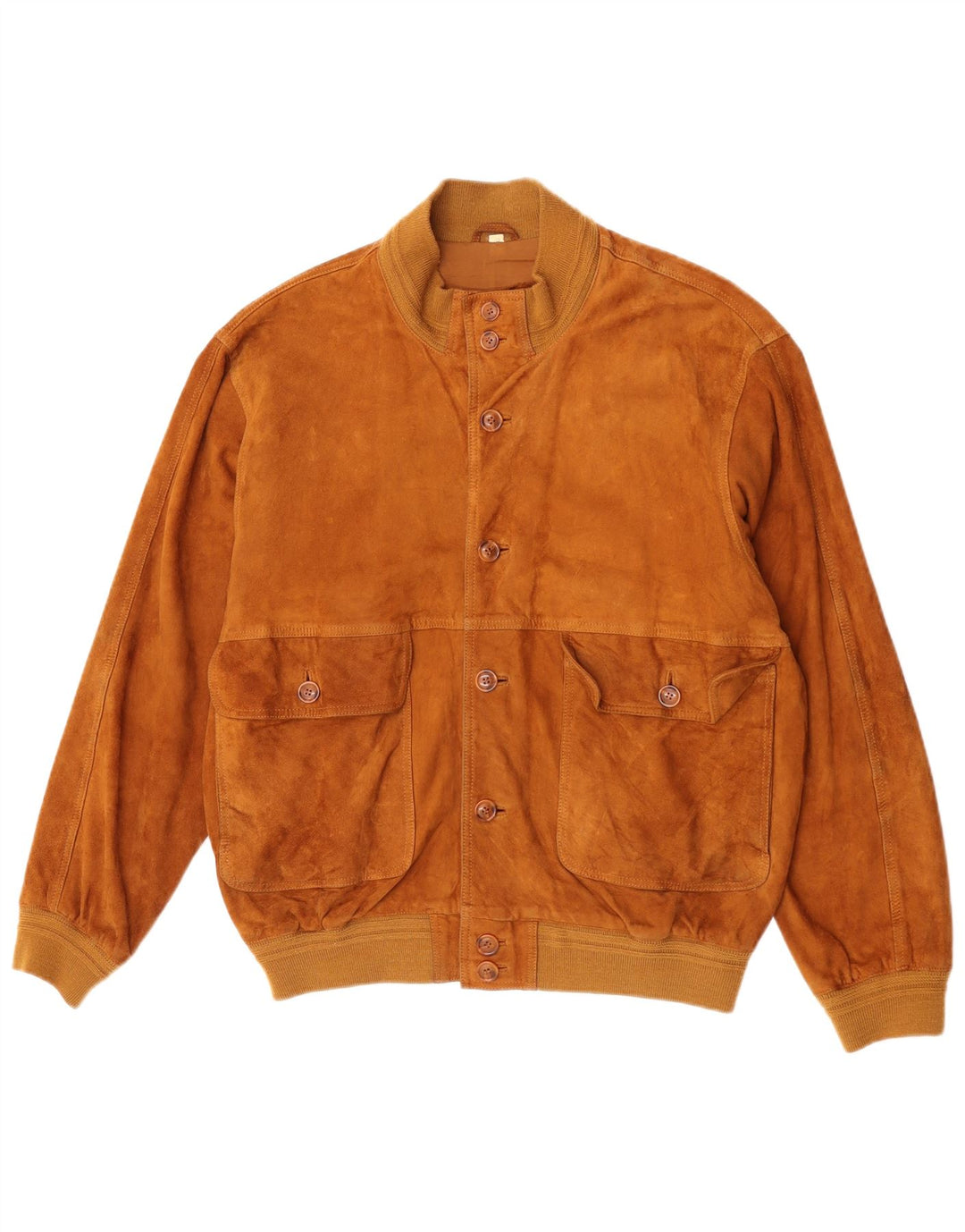 Giubbotto bomber vintage in pelle scamosciata da uomo IT 52 grande in pelle beige