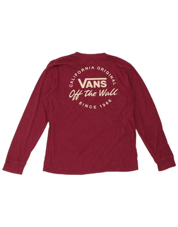 VANS Top grafico da donna a maniche lunghe UK 14 Large Borgogna in cotone
