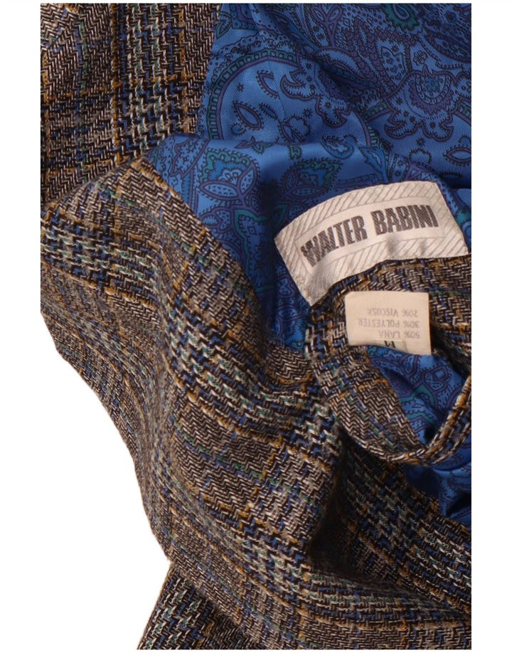 Giacca blazer vintage da uomo a 2 bottoni UK 38 lana a quadri grigio medio