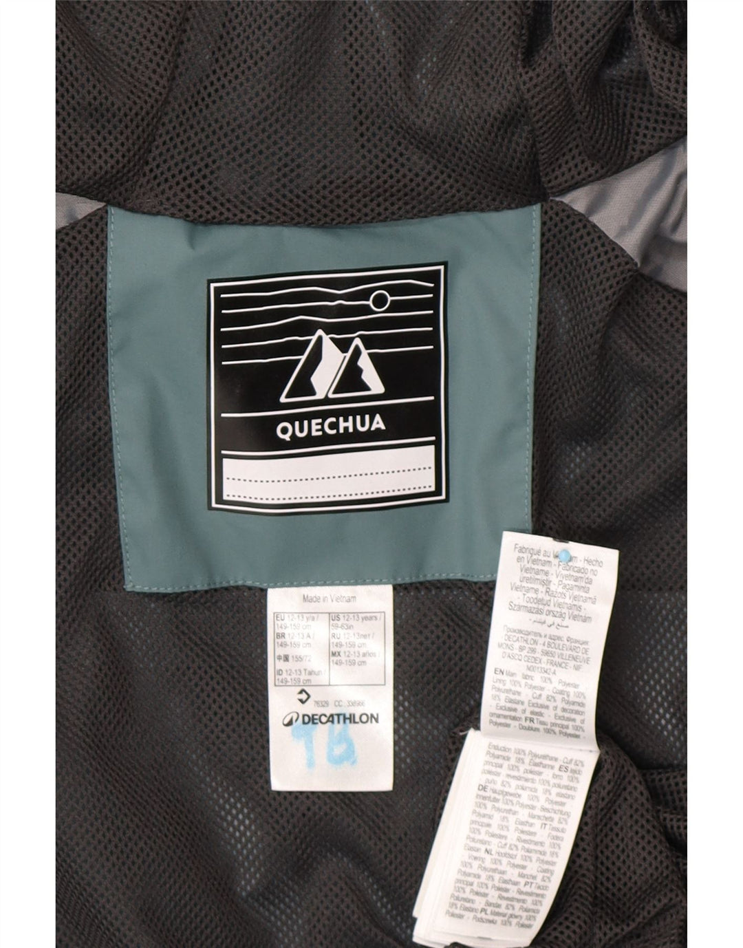 DECATHLON Giacca antipioggia bambino Quechua con cappuccio 12-13 anni Poliestere verde