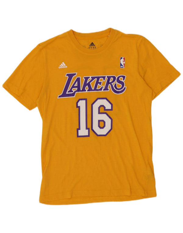 T-shirt grafica ADIDAS da uomo dei Los Angeles Lakers in cotone giallo medio