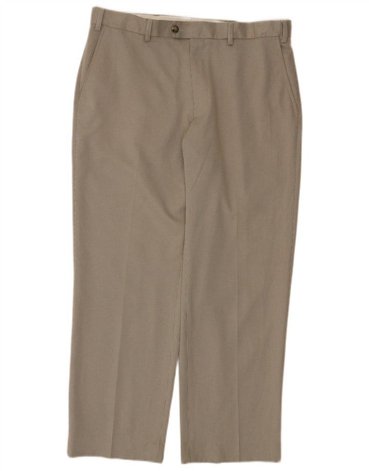 Pantaloni da abito regolari da uomo Marks & Spencer W36 L29 pied de poule verdi