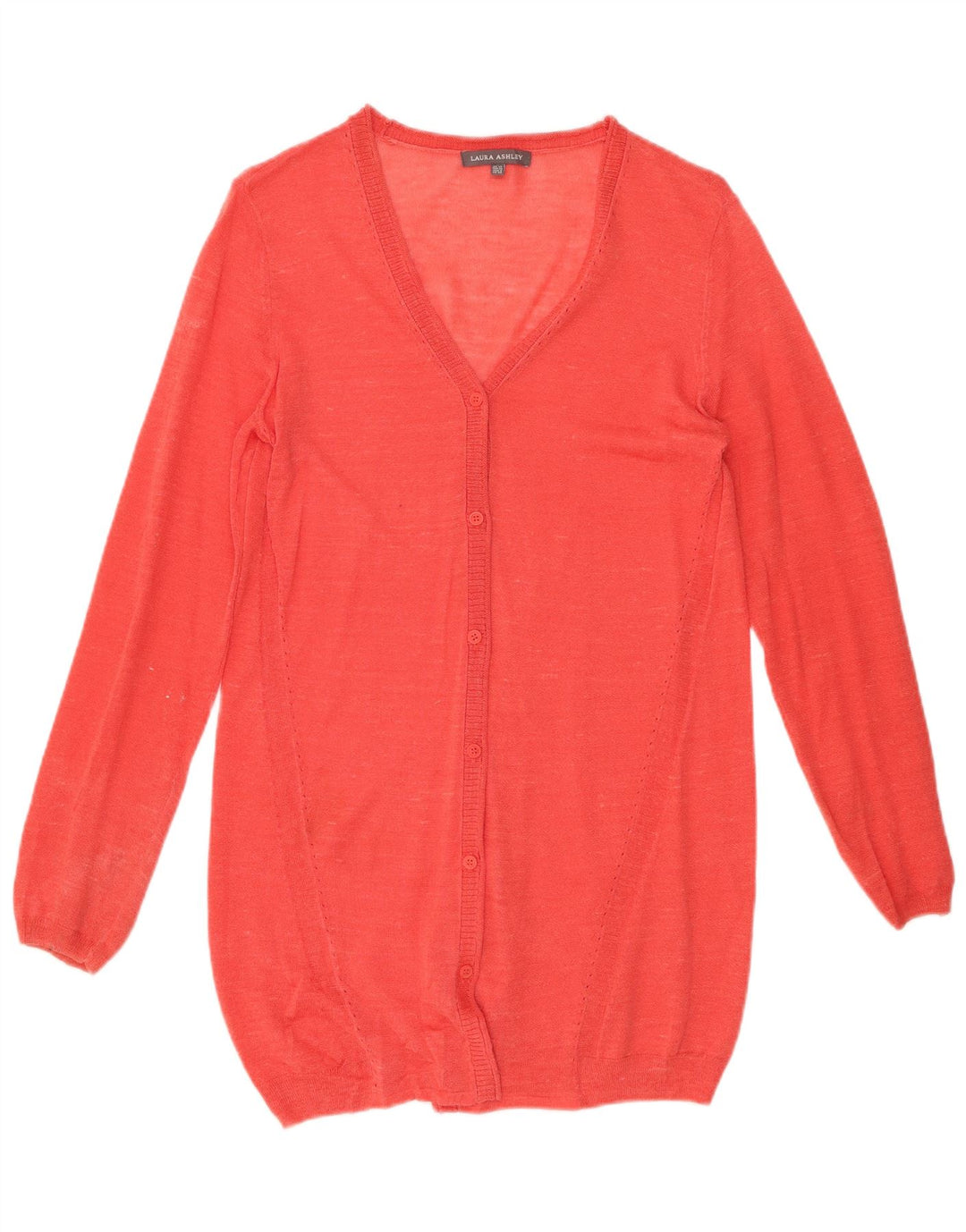 LAURA ASHLEY Maglione cardigan lungo da donna UK 12 Rosso medio