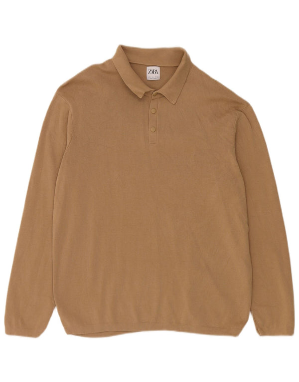 Maglione Zara da uomo con collo alto, grande, in cotone beige