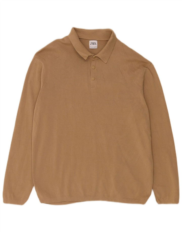 Maglione Zara da uomo con collo alto, grande, in cotone beige