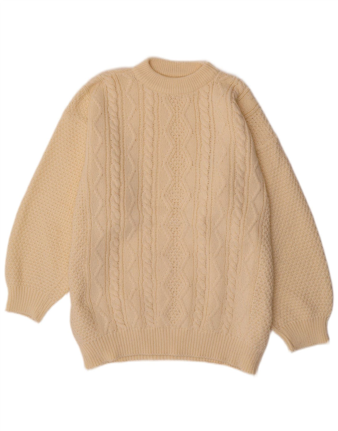 Maglione maglione girocollo da donna VINTAGE UK 20 2XL poliacrilico bianco sporco