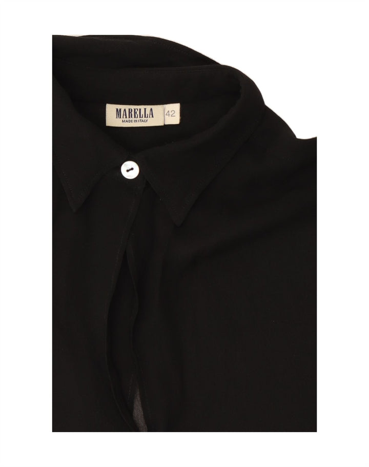 MARELLA Womens 3/4 Sleeve Shirt Blouse IT 42 Medium Black Vintage Marella and Second-Hand Marella from Messina Hembry 
