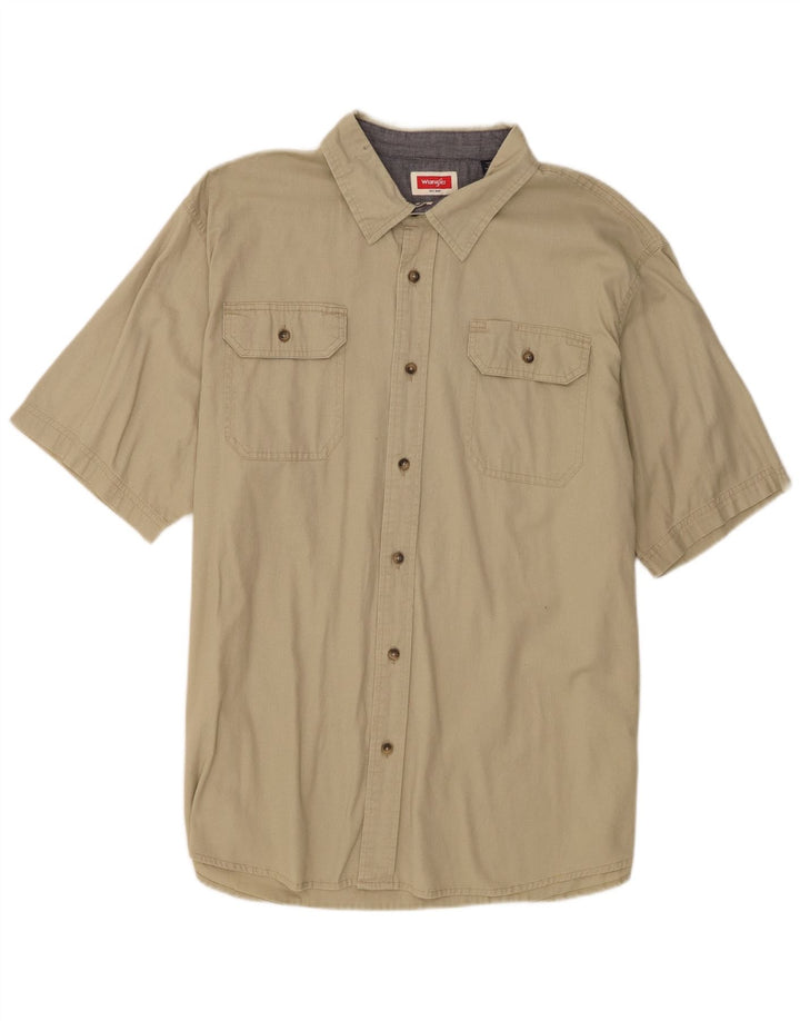Camicia a maniche corte da uomo Wrangler XL in cotone kaki
