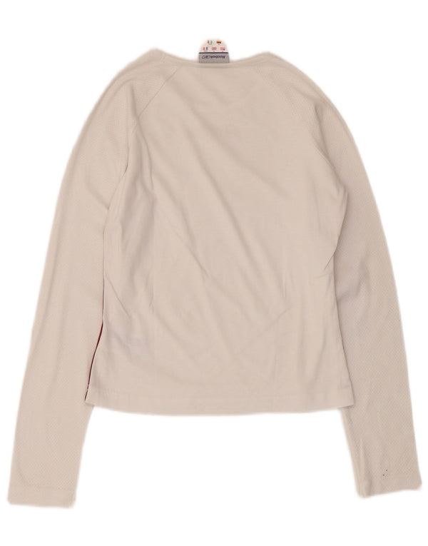 Top grafico da donna Reebok manica lunga UK 10 piccolo cotone bianco