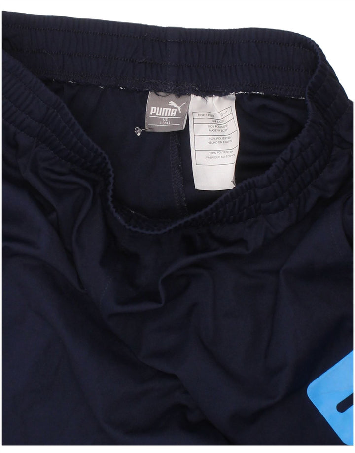 Pantaloncini sportivi grafici Puma da ragazzo 13-14 anni Large in poliestere blu navy