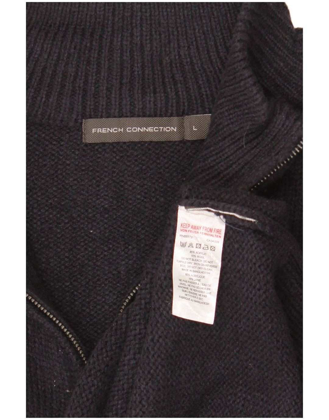 French Connection Maglione da uomo con zip e collo grande in acrilico blu navy