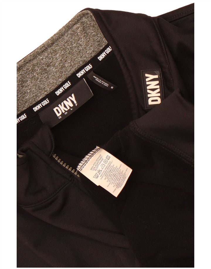 Felpa da uomo Dkny con collo con zip, maglione piccolo in poliestere nero