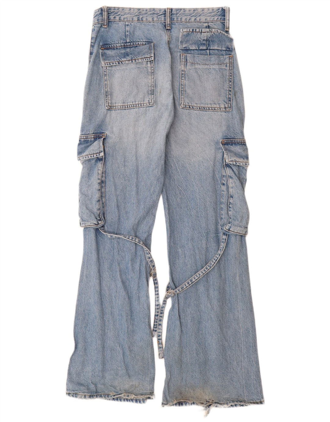 Jeans svasati cargo da donna ZARA EU 34 2XS W24 L32 cotone blu