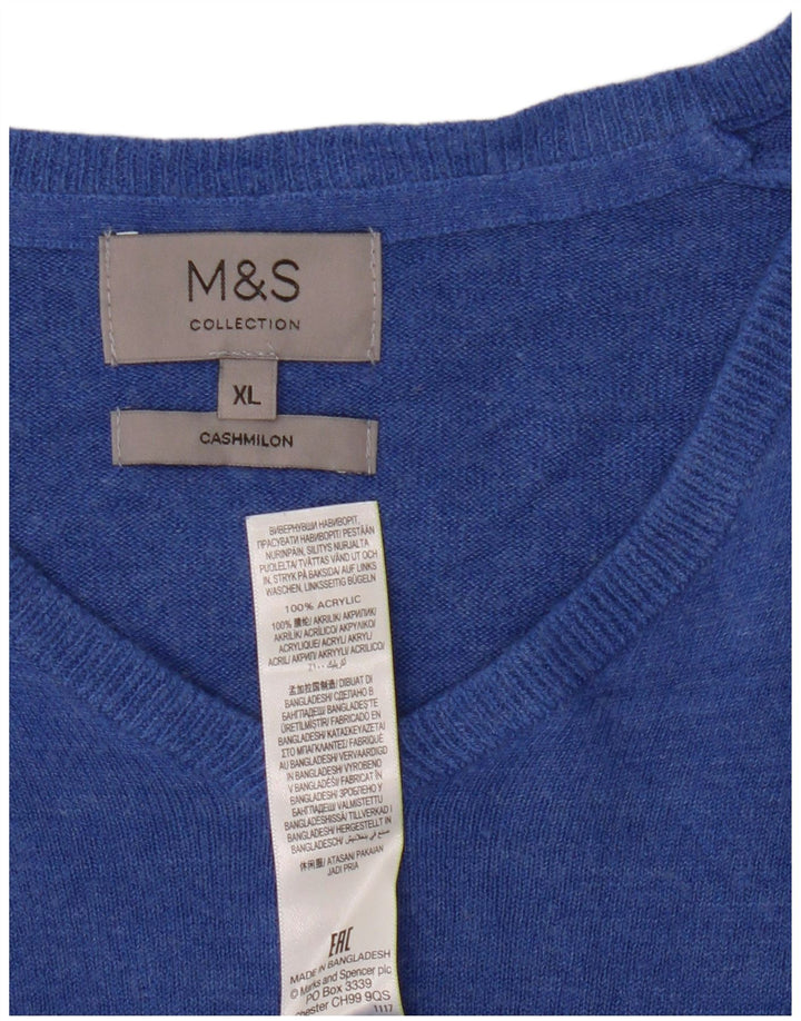 Maglione maglione con scollo a V da uomo Marks & Spencer XL blu acrilico