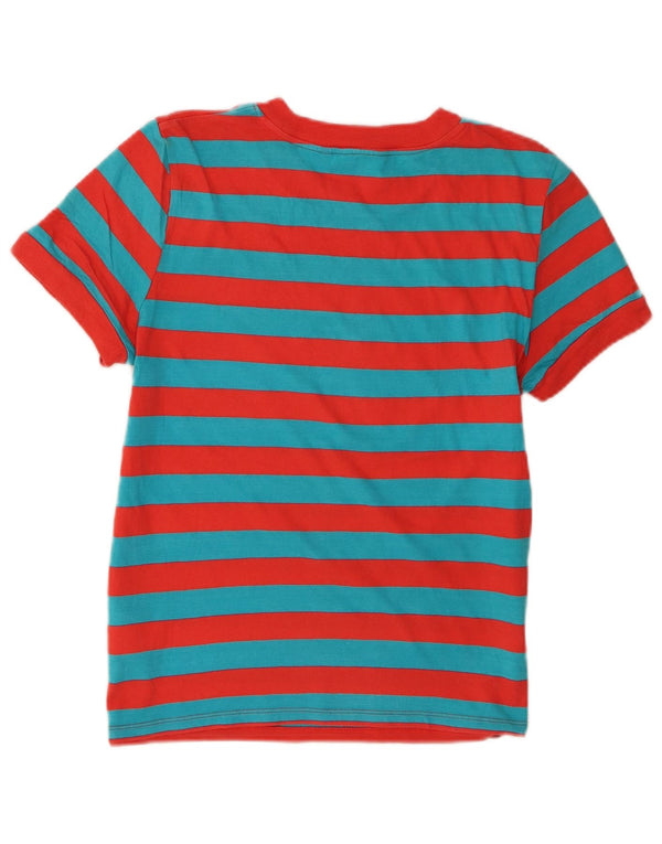 T-shirt grafica da donna Wrangler Top UK 6 XS cotone a righe arancione