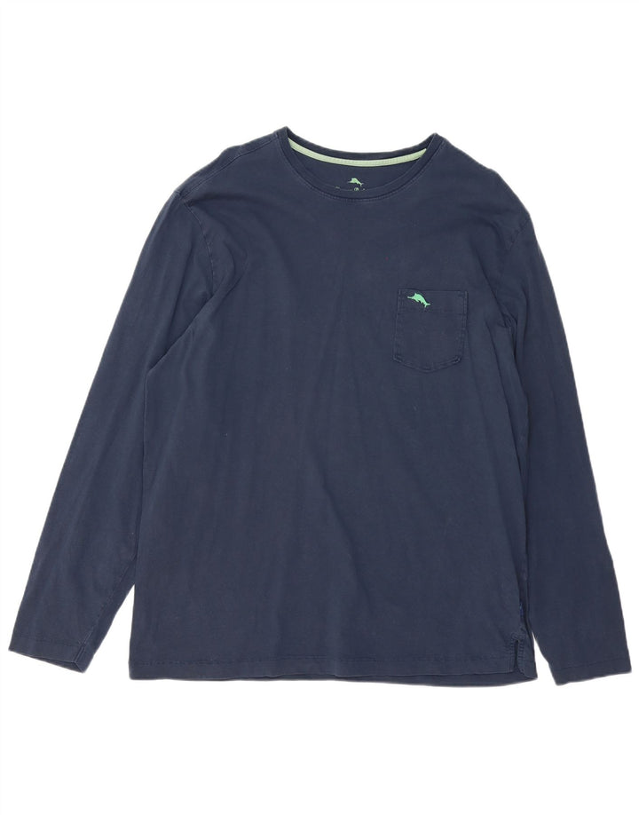 Tommy Bahama Top da uomo a maniche lunghe di grandi dimensioni in cotone blu navy