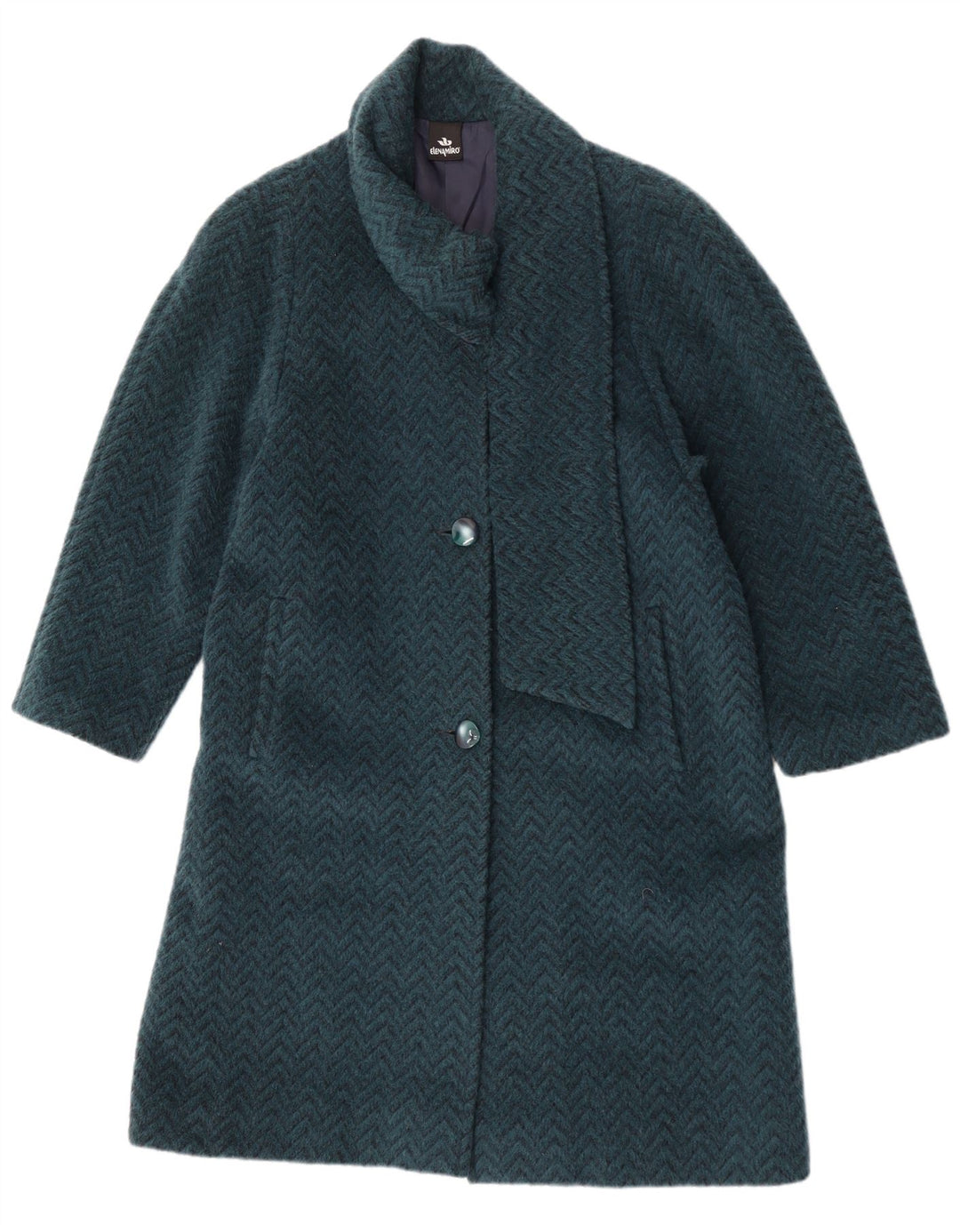 ELENA MIRO Soprabito da donna UK 18 XL Blu Chevron in lana