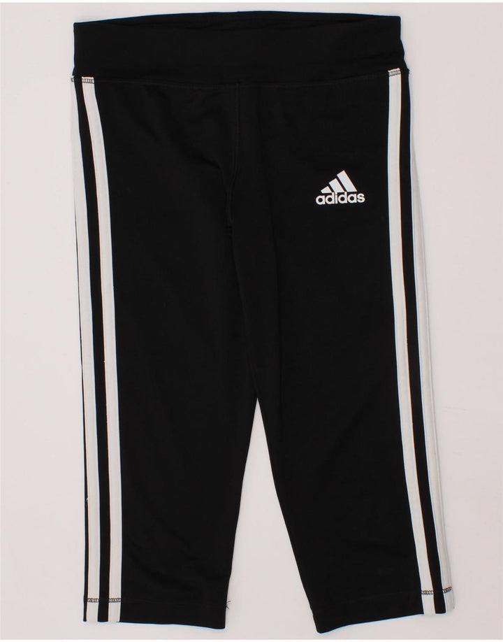 ADIDAS Girls Climalite Capri Leggings 9-10 Years Black Polyester Vintage Adidas and Second-Hand Adidas from Messina Hembry 