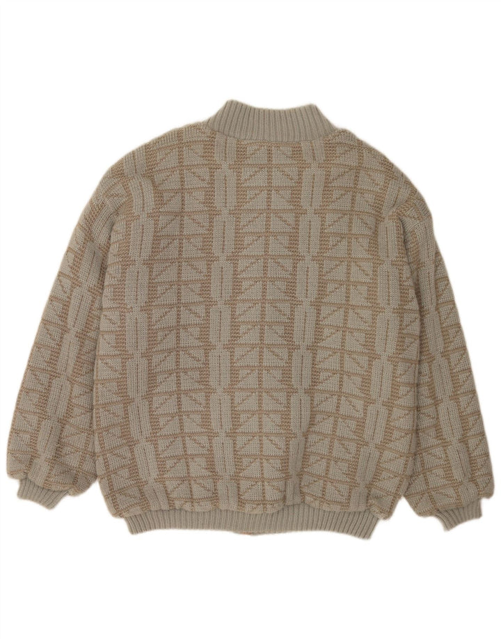 Frank Pepperone Giacca bomber in maglia da uomo UK 42 XL Verde geometrico