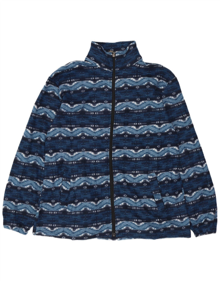 Giacca in pile da uomo VINTAGE UK 38 cotone Fair Isle blu medio