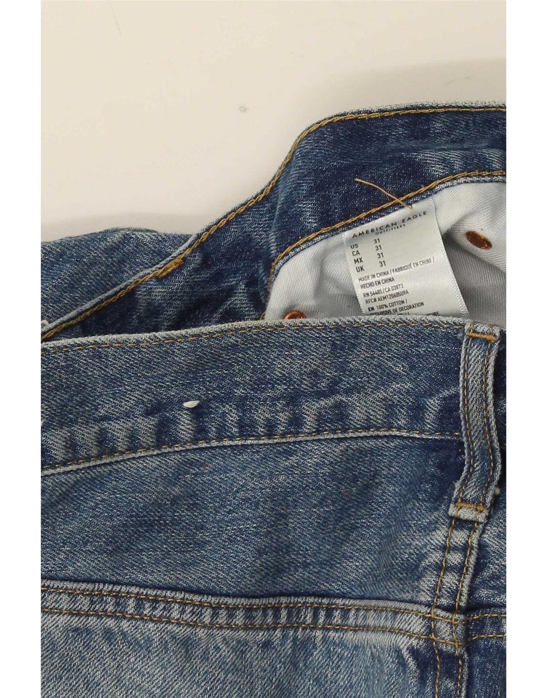 Pantaloncini di jeans invecchiati da uomo American Eagle W31 cotone blu medio