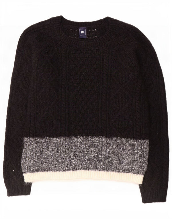 Maglione maglione con scollo a barca da donna Gap UK 14 Nylon color block medio nero