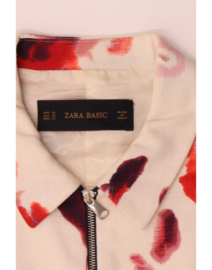 Giubbotto bomber da donna Zara UK 18 XL cotone floreale bianco