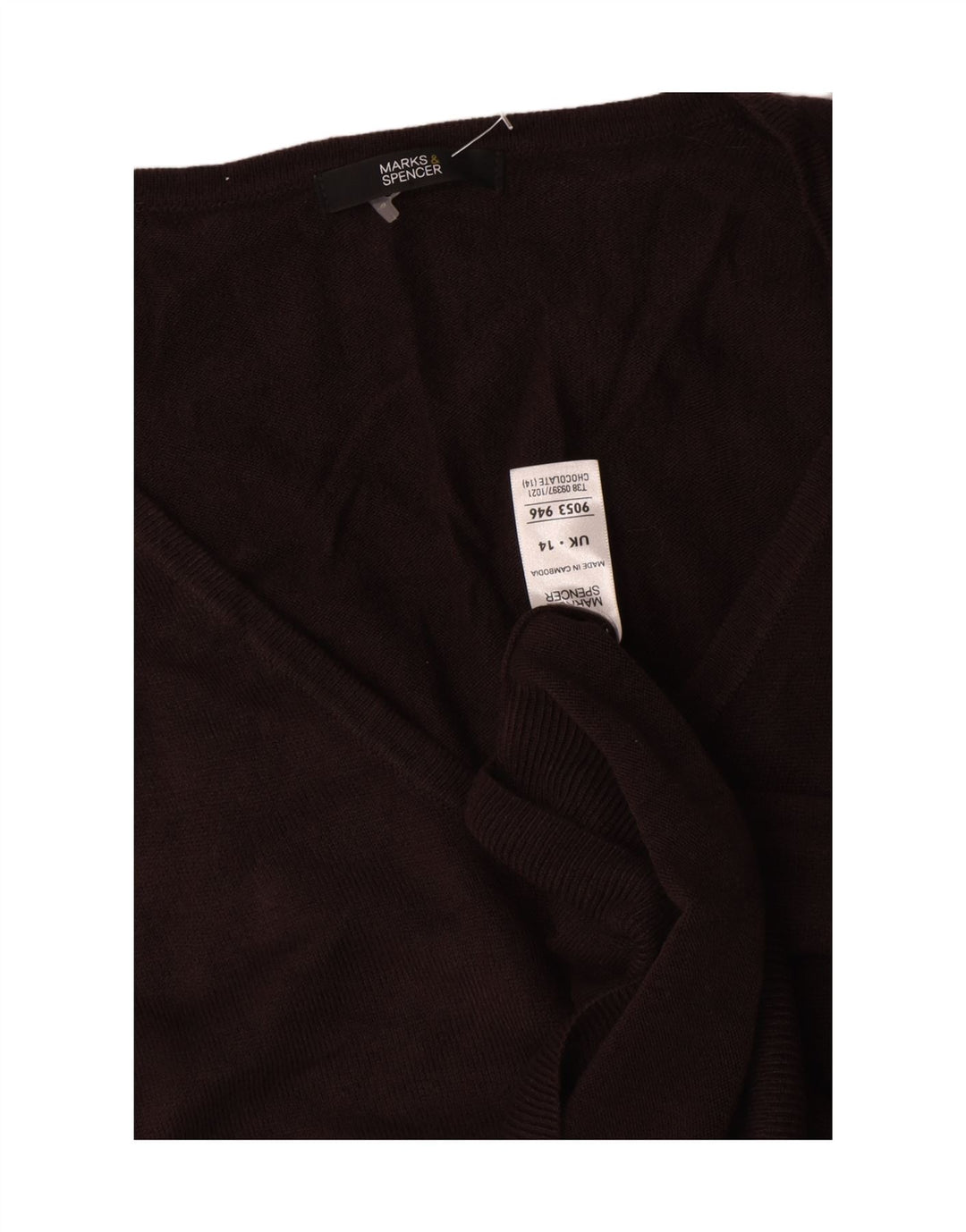 Maglione da donna con scollo a V Marks & Spencer UK 14 grande acrilico marrone