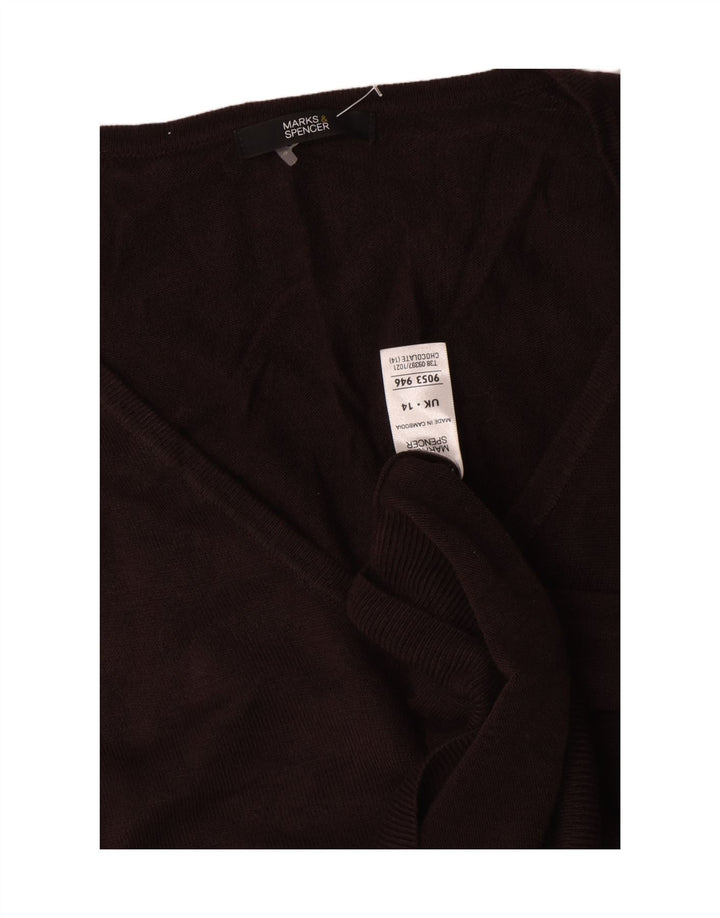 Maglione da donna con scollo a V Marks & Spencer UK 14 grande acrilico marrone