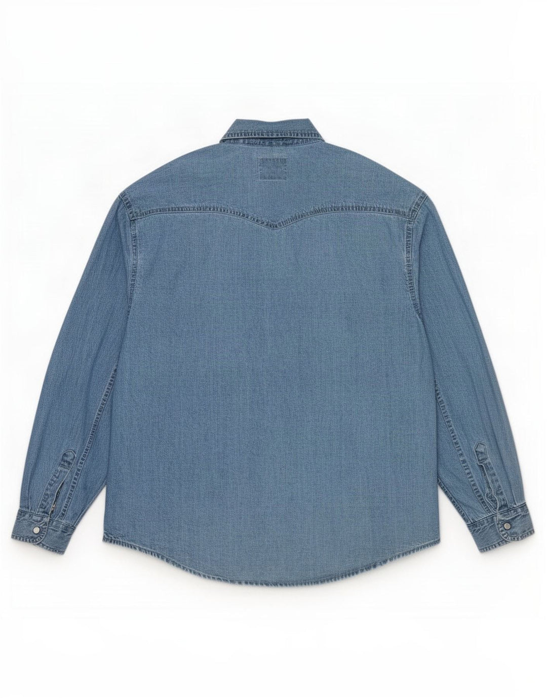 Camicia di jeans vintage da uomo grande in cotone blu