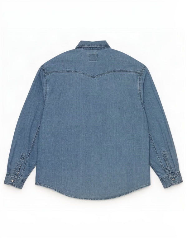 Vintage Mens Denim Shirt Large Blue Cotton