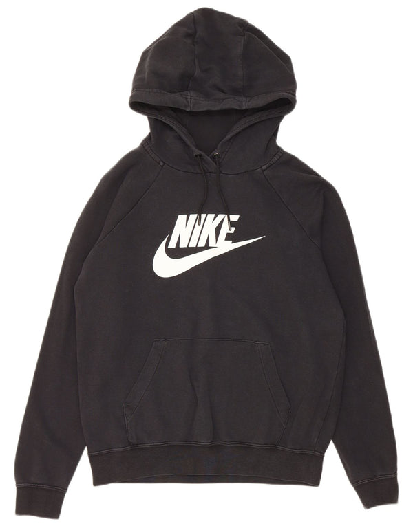 Nike Mens Graphic Hoodie Jumper Small Black Cotton