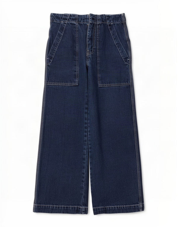 Jeans da donna a gamba larga a vita alta Topshop W25 L23 poliestere blu