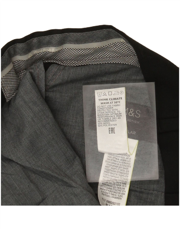Pantaloni da abito regolari dritti da donna Marks & Spencer W36 L29 lana nera