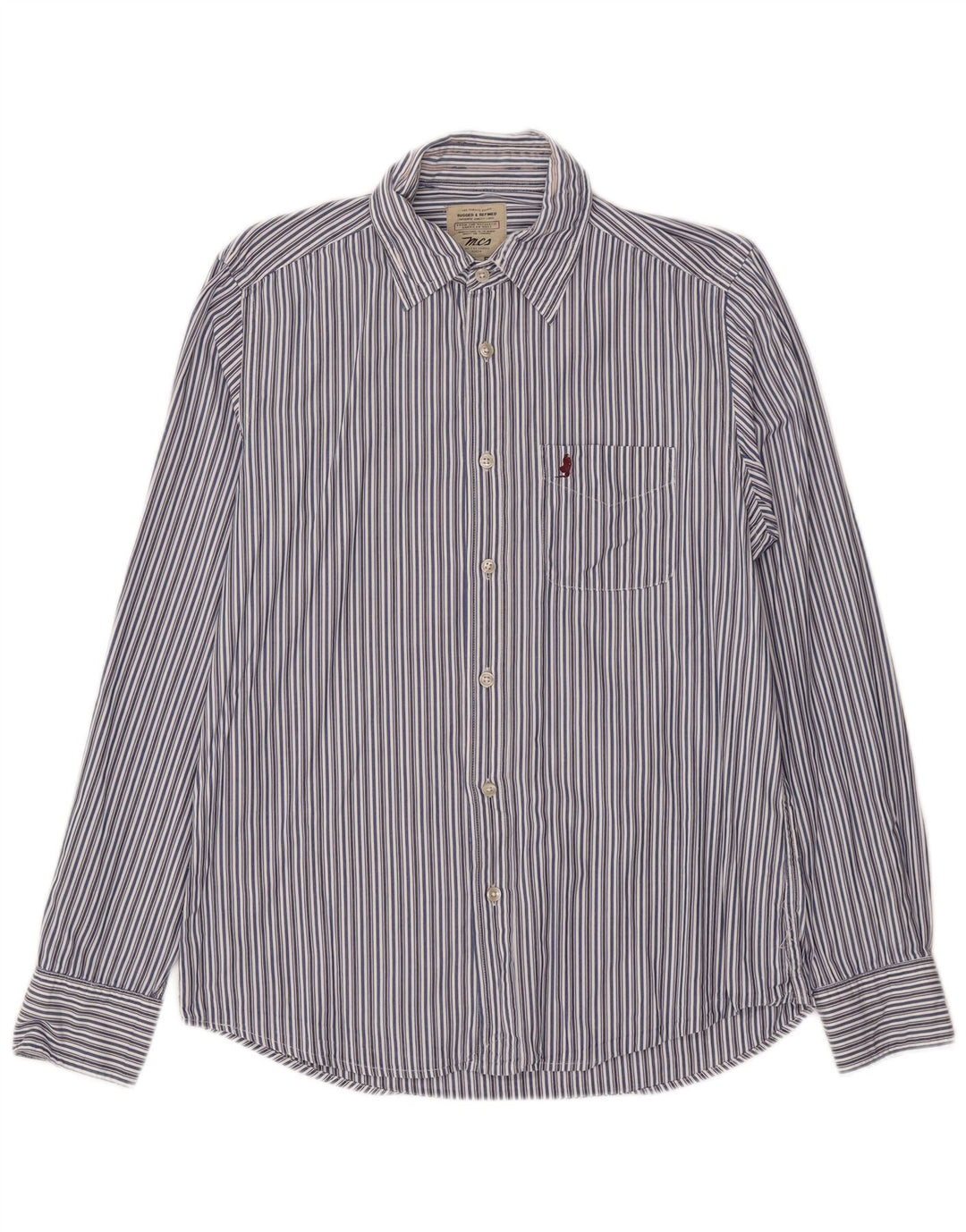MARLBORO CLASSICS Mens Rugged & Refined Shirt Medium Blue Striped Cotton