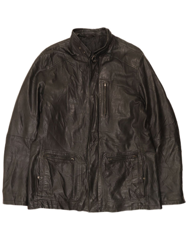 Giacca in pelle vintage da uomo UK 42 XL nera