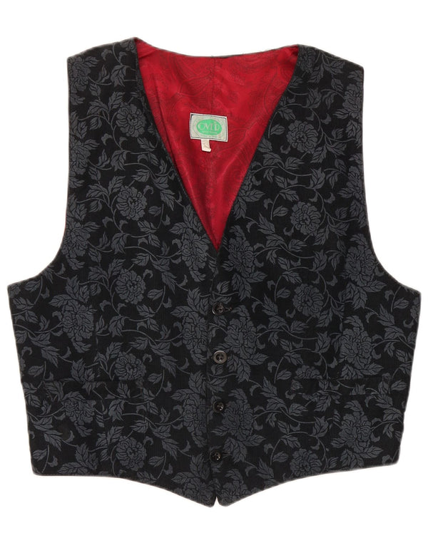 Gilet da uomo vintage grande floreale nero