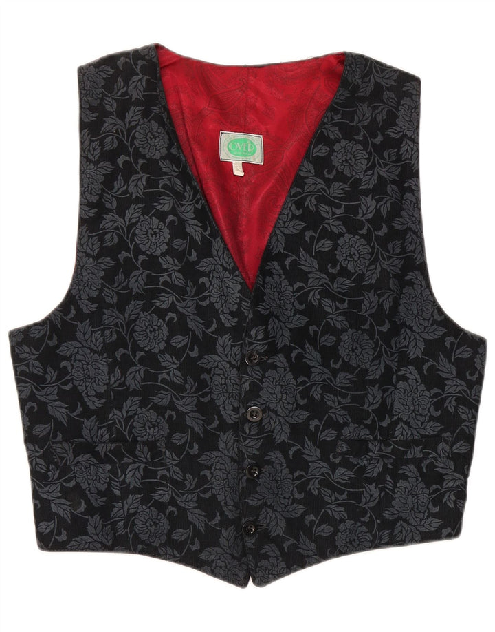 Gilet da uomo vintage grande floreale nero