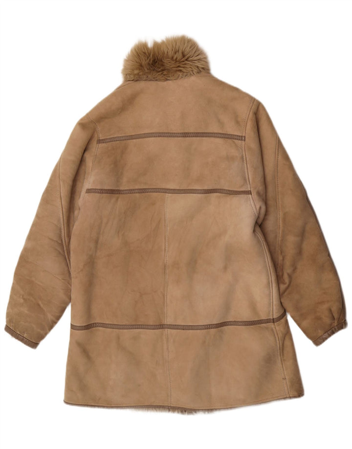 Cappotto in shearling vintage da donna UK 14 Shearling marrone medio