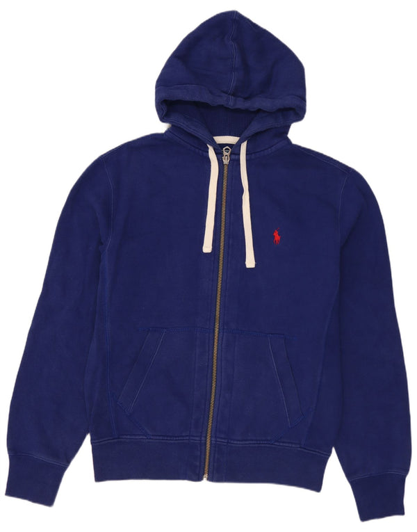 POLO RALPH LAUREN Maglione con cappuccio e zip da uomo piccolo in cotone blu