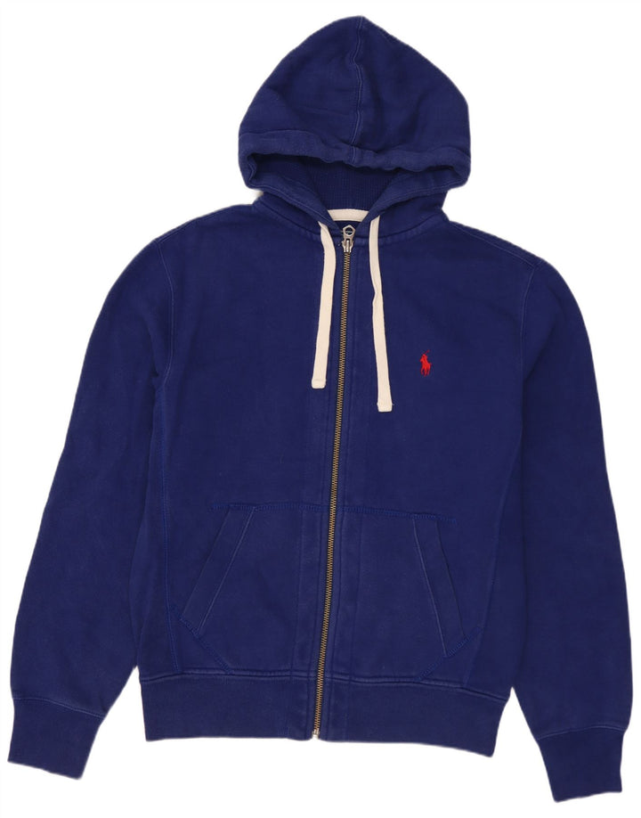 POLO RALPH LAUREN Maglione con cappuccio e zip da uomo piccolo in cotone blu