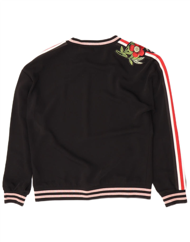 Ted Baker Felpa con grafica da donna Maglione UK 14 Medium Nero Floreale