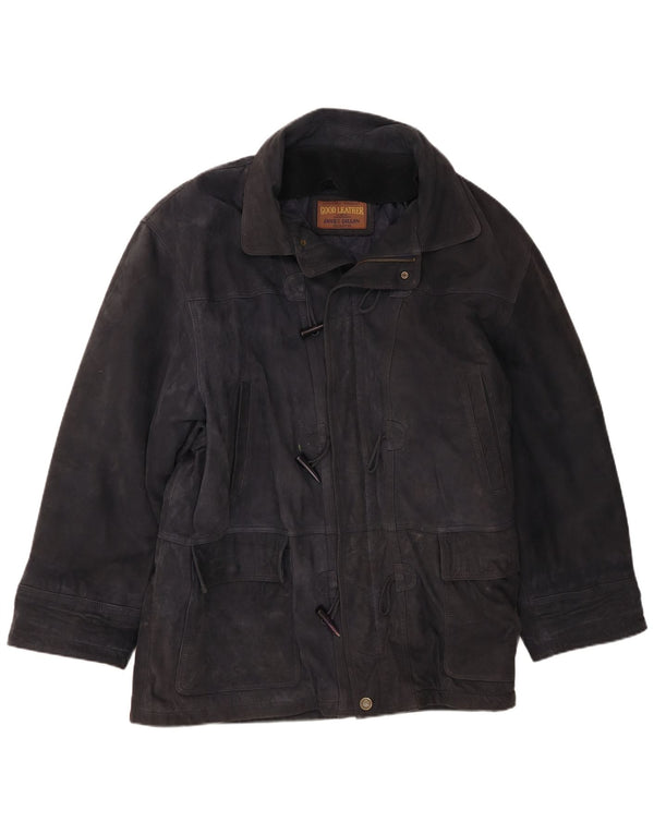 James Dillon Montgomery da uomo in pelle scamosciata UK 42 XL Pelle blu navy