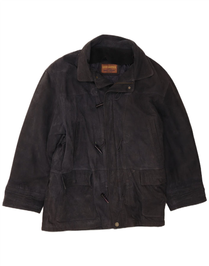 James Dillon Montgomery da uomo in pelle scamosciata UK 42 XL Pelle blu navy