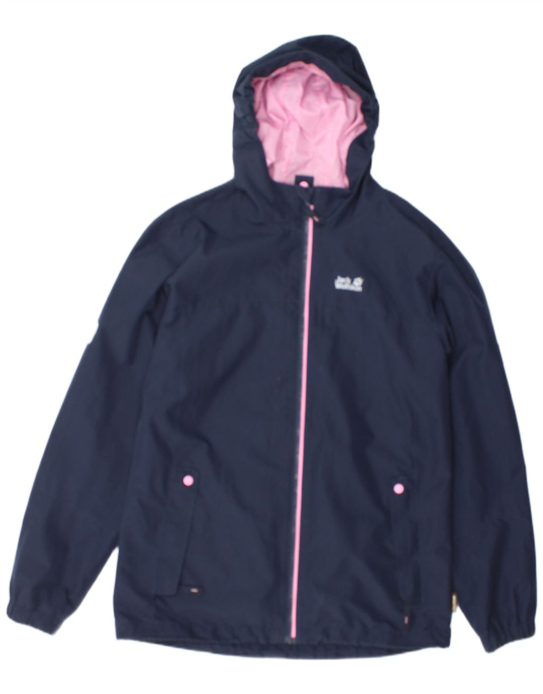 Giacca antipioggia con cappuccio per ragazze Jack Wolfskin 14-15 anni in poliestere blu navy