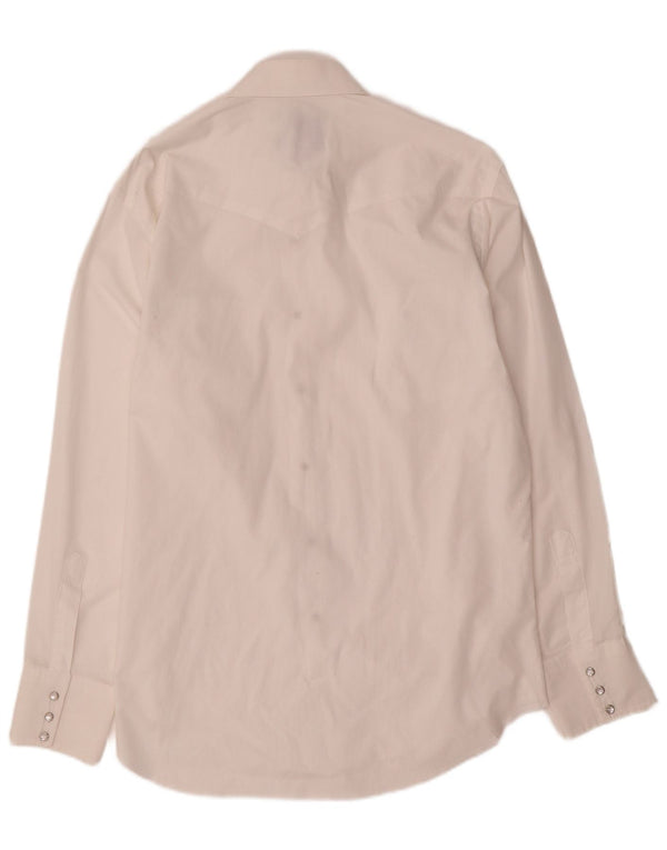 Camicia alta da uomo Wrangler taglia 16 grande poliestere bianco