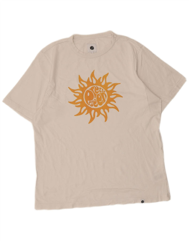 T-shirt grafica da uomo Pretty Green Top grande in cotone bianco