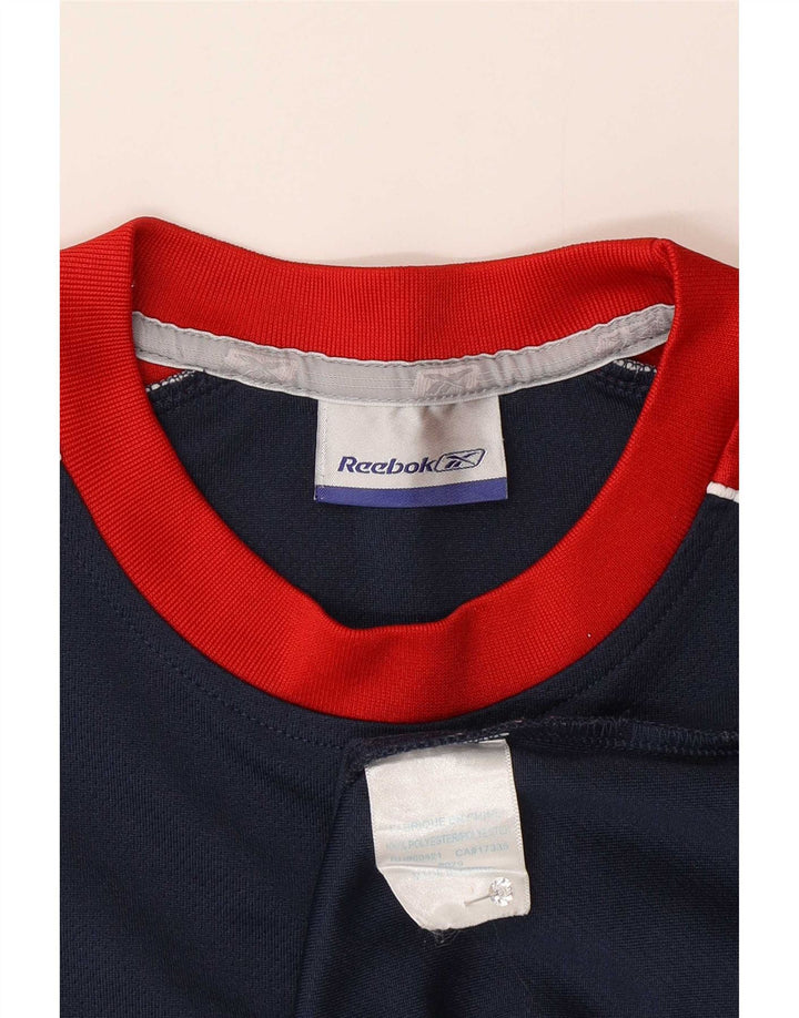 T-shirt Reebok da uomo Top Small blu navy in poliestere color block